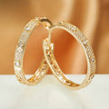 Openwork CZ Hoop Earrings Gold or White Gold Metal Pair view 3