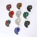 Teardrop Crystal Leaf Brooch with Faceted Stones for Jackets and Scarves view 1