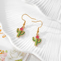 Enamel Plant Dangle Earrings Gold Hooks Mushroom Cactus 5 Styles view 8