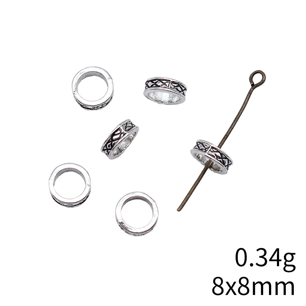 8x8mm 0.34g Antique Silver Zinc Alloy Round Large Hole Spacer Beads for Bracelet Necklace DIY Jewelry