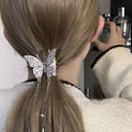 Silver Tone Crystal Butterfly Hair Clip With Two Chain Drops view 2