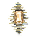 Geometric Bar Brooch with Large Rectangular Crystal in Four Colors view 1
