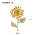 Yellow Gold Tone Sunflower Crystal Enamel Two Designs Metal Brooch Pin view 2