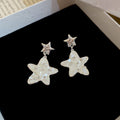 White Shell Star Drop Stud Earrings Fashion Jewelry Accessory view 6