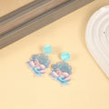 Rose Window and Mermaid Colorful Statement Stud Earrings view 4