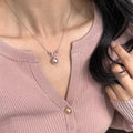 Pearl Drop and Floral Pendant Necklace in White and Pink view 3