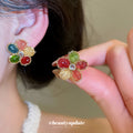Multicolor Crystal Flower Stud Earrings Fashion Jewelry Accessory view 2