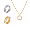 Pearl Circle Pendant Necklace And Bead Band Rings Gold Steel view 5
