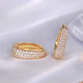 Wide Pave Hinged Hoop Earrings In Gold And Silver Tones view 4