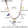 Silk Scarf Necklace Tiger Eye Pearl Charms Four Styles view 7