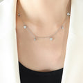 Heart Discs And Clear Zircon Station Charm Necklace Chain view 6