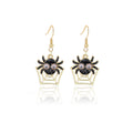 Black Spider Gold Spiderweb Halloween Hook Earrings view 5