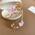 Gold Spiral Flower Arm Cuff Open Bangles Five Colors view 9
