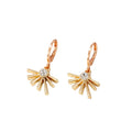 Gold Tone Crystal Bee and Sunburst Huggie Drop Earrings view 5