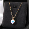 Gold Tone Heart Evil Eye Pendant Necklaces in Four Colors view 7