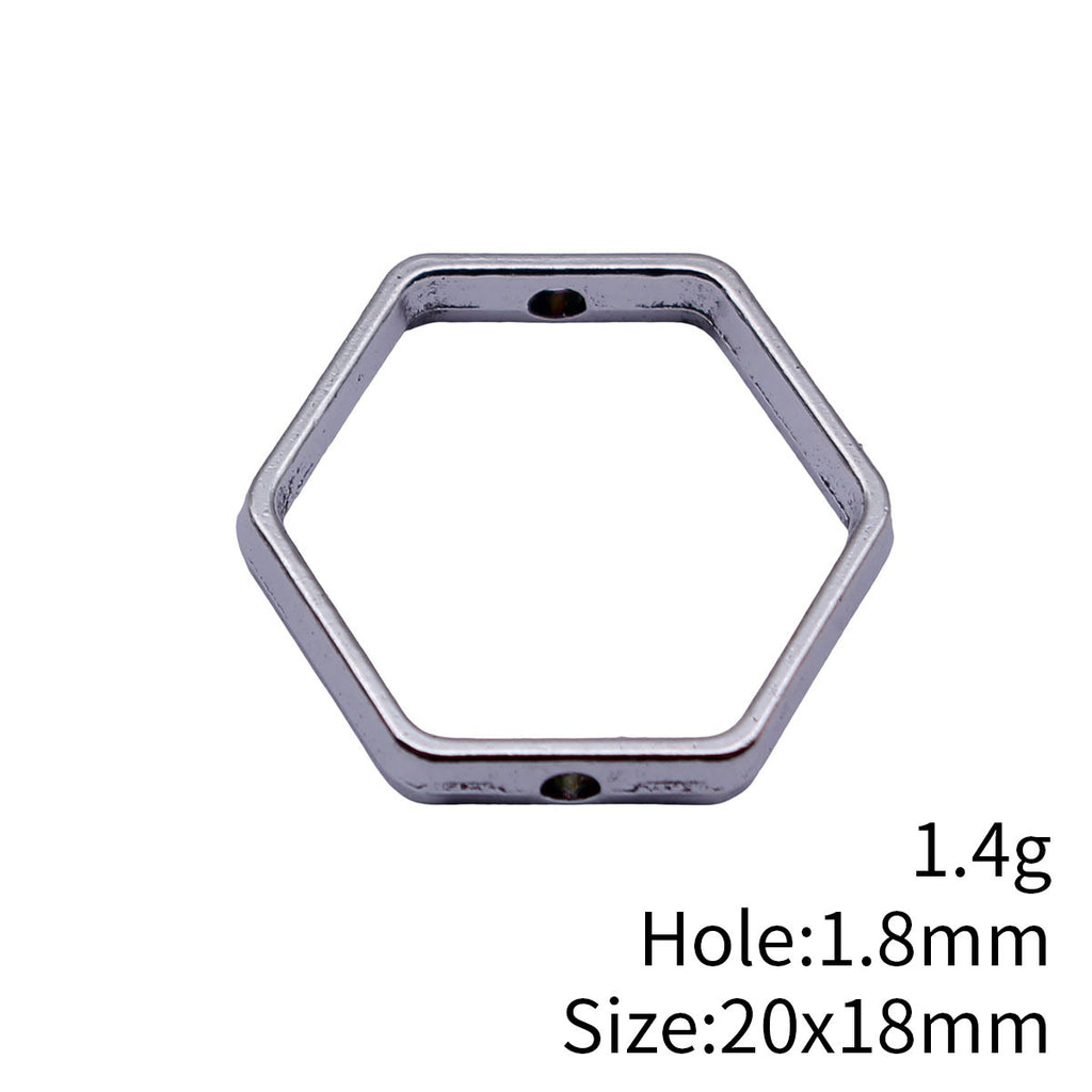 20x18mm 1.4g Multicolor Zinc Alloy Geometric Hollow Hexagon Frame Loose Metal Beads for Jewelry Making