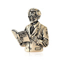 Teacher ABC Book Figure Brooch Gold Silver Antique Metal Pin view 1