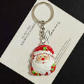 Red White Santa Resin Keychains Silver Ring Five Styles view 7
