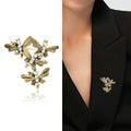 Triple Dragonfly Pearl Brooch Gold Or Silver Metal Cluster view 2