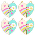 Rainbow Daisy Split Heart Pendant Charms in Two Finishes view 4