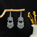 Silver Filigree Crystal Tassel Drop Earrings Boho Nine Styles view 12