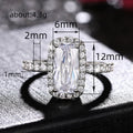 Silver Tone Elongated Rectangle Halo Crystal Ring view 4