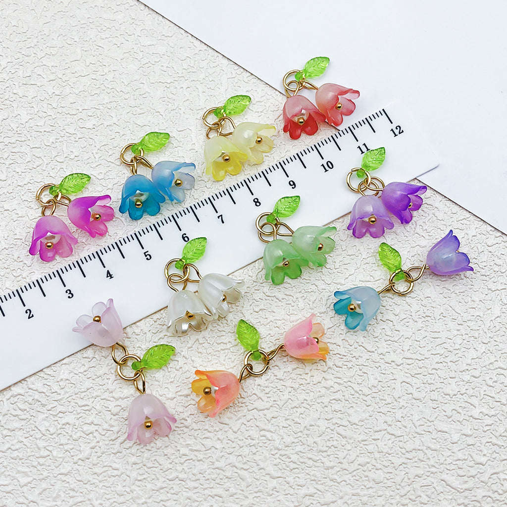 Acrylic 3D Lily of the Valley Flower Charm Pendant for DIY Earrings Necklace