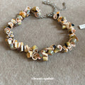 Chunky Brown and Cream Shell Chip Beaded Necklace Fashion Jewelry view 2