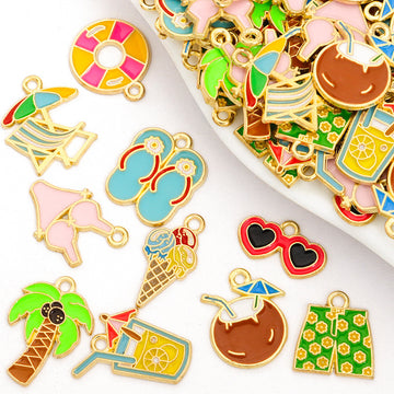 Enamel-Look Decorative Alloy Charms in 10 Styles for Jewelry Crafts