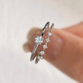 Silver Tone Solitaire and Chevron Stacking Ring Set Sizes 6-10 view 2