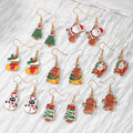 Christmas Enamel Dangle Earrings Gold Hooks 8 Styles view 1