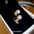 Gold Tone Leaf Pearl Look Hook Earrings Fashion Jewelry for Women view 2