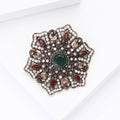 Ornate Floral Medallion Brooch with Deep Green Center view 4