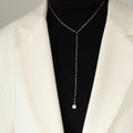 Y Lariat Necklace Faux Pearl Drop Satellite Bead Chain Metal view 7