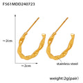 Twisted C Shape Hoop Earrings Gold Steel Three Styles view 6