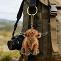 Highland Cow Flat Acrylic Keychain With Gold Tone Ring view 3