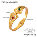 Gold Tone Stone Inlay Bangles Red Agate Turquoise Natural view 7