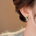 Brown Cat And Crystal Bow Gold Tone Drop Stud Earrings view 3