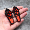 Halloween Coffin Drop Earrings Bat Spiderweb Four Colors view 4