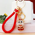 Jeweled Smiling Bull Keychains in Blue Yellow and Red view 4