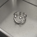 Silver Tone Smiley Open Ring With Double Bands And Ball Ends view 3