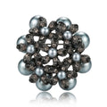 Pearl Cluster Flower Brooch in Detailed Metal for Jackets and Scarves view 2