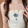 Crochet Flower Pendant Necklaces With Beads With Decorative Accents view 3