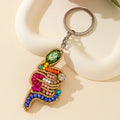 Beaded Rainbow Rhinestone Keychain With Gold-Tone Trim view 3