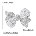 Crystal Bow Brooch with Pearl Loops in Rose Gold and Silver view 7