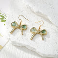 Gold Bow Dried Flower Resin Drop Earrings Five Petal Colors view 6