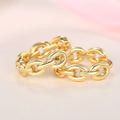 Gold Tone Chain Link Huggie Hoop Earrings With Polished Finish view 3