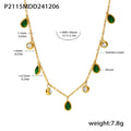 Teardrop Crystal Station Necklace in Five Color Styles view 6