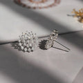 White Gold Tone Openwork Snowflake Clear Stone Stud Earrings view 3