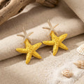 Four Color Woven Double Starfish Statement Dangle Earrings view 7